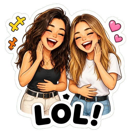 Generated chibi sticker laughing out loud