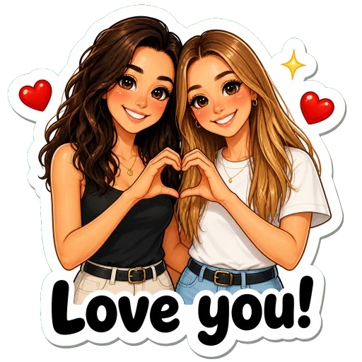 Generated chibi sticker making a heart with both hands